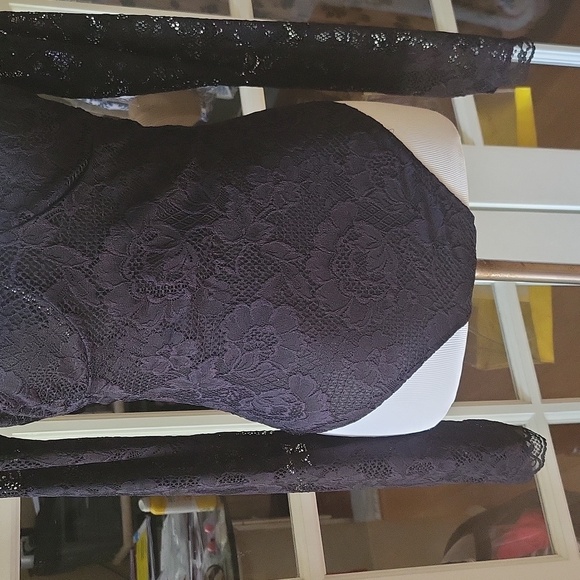 New Free People Elegant Black Lace Bodysuit - Picture 4 of 7